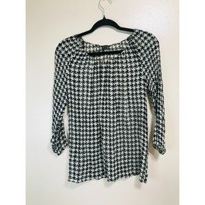 Talbot's Houndstooth Design Semi-Sheer Blouse, Size S